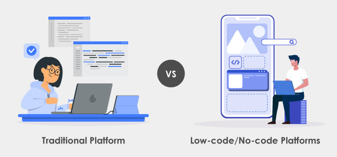 traditional vs low code no code